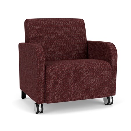 Lesro Siena Lounge Reception Wide Guest Chair with Front Casters, Walnut, RF Nebbiolo Upholstery SN1201